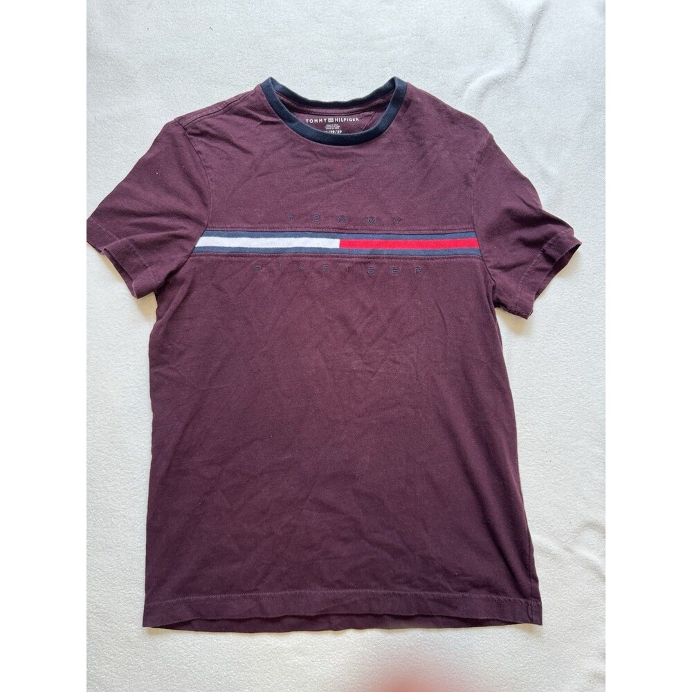 Tommy Hilfiger Tino T Shirt Men’s XS Maroon Burgundy